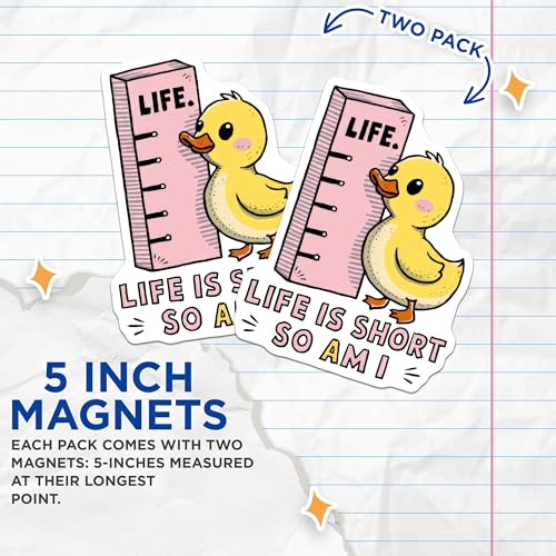 (2 Pack) Cute Duck Cartoon Magnet - Funny Kids Room Decor - 5" On Longest Side - Sticks to Smooth Flat Surfaces - Made in USA - MAG9524