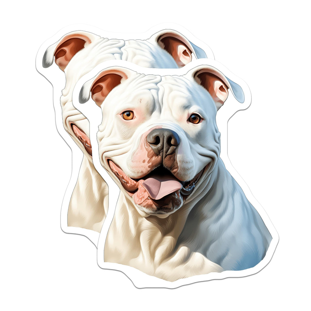 (2 Pack) White Pitbull Magnets - Smiling Pitbull Dog - American Pit Bull Terrier Decor - Dog Lover Owner Home Accent - 5 Inches On Longest Side - Thick Durable Magnet - Made in USA - MAG29547