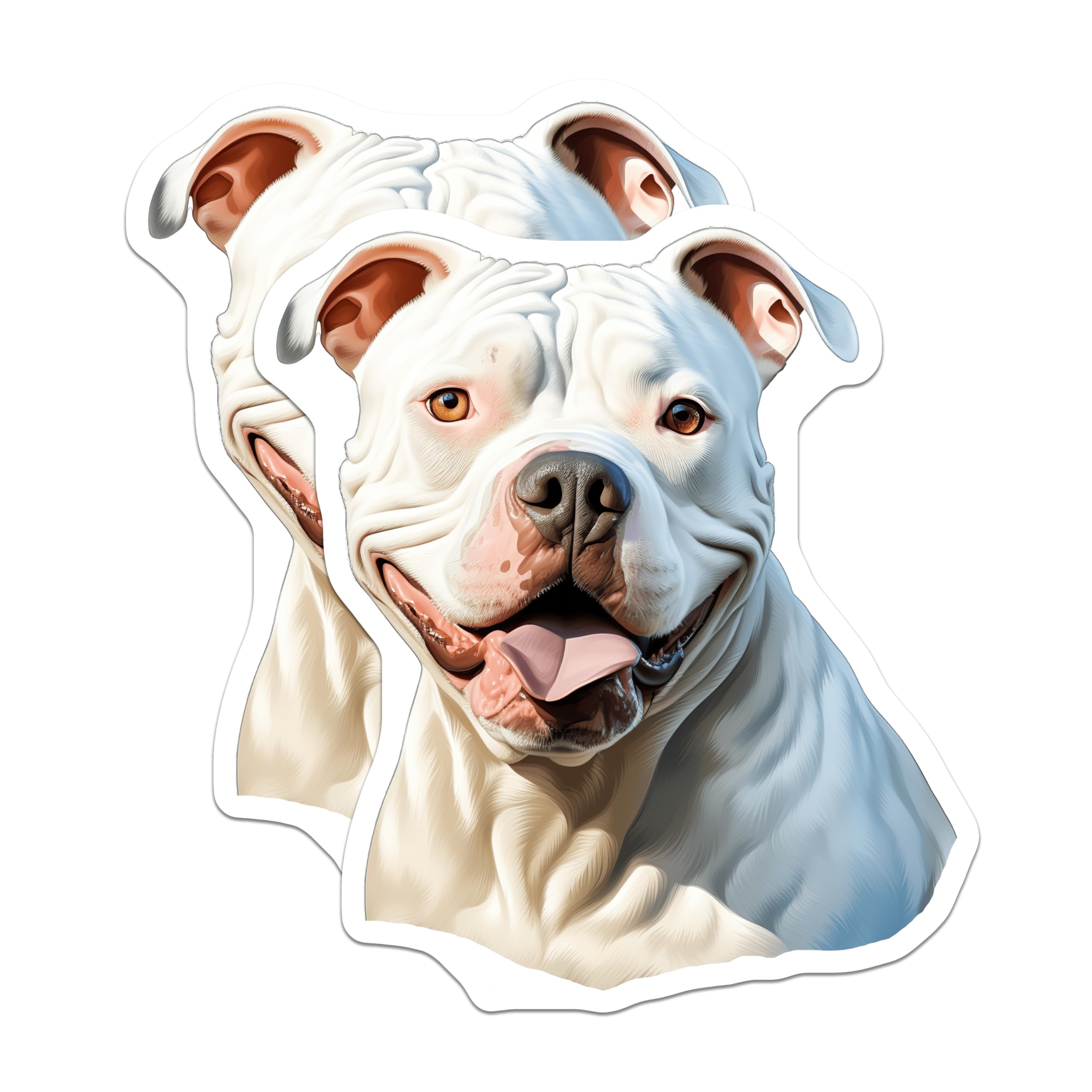 (2 Pack) White Pitbull Magnets - Smiling Pitbull Dog - American Pit Bull Terrier Decor - Dog Lover Owner Home Accent - 5 Inches On Longest Side - Thick Durable Magnet - Made in USA - MAG29547