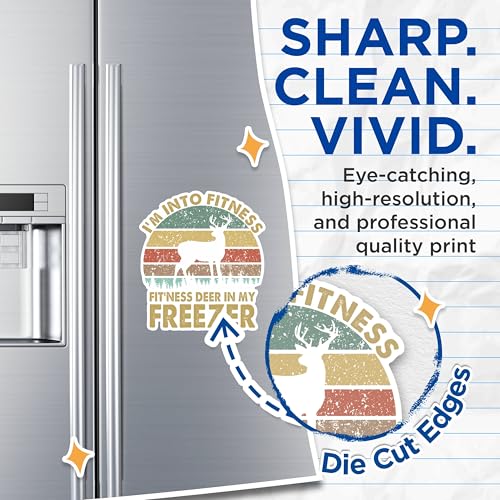 (2 Pack) Fitness Funny Magnets - Deer Freezer Hunting Magnets - Retro Humor Magnets- 5" On Longest Side - for Fridges, Toolboxes, Cars - Made in USA - MAG2919