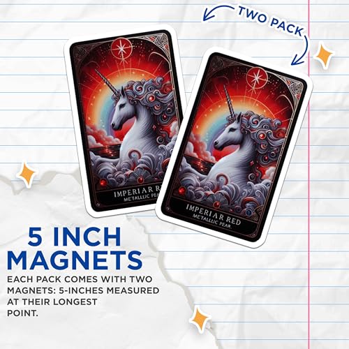 (2 Pack) Mystical Unicorn Art Decor Magnet - 5" On Longest Side - Sticks to Smooth Flat Surfaces - Made in USA - MAG10109