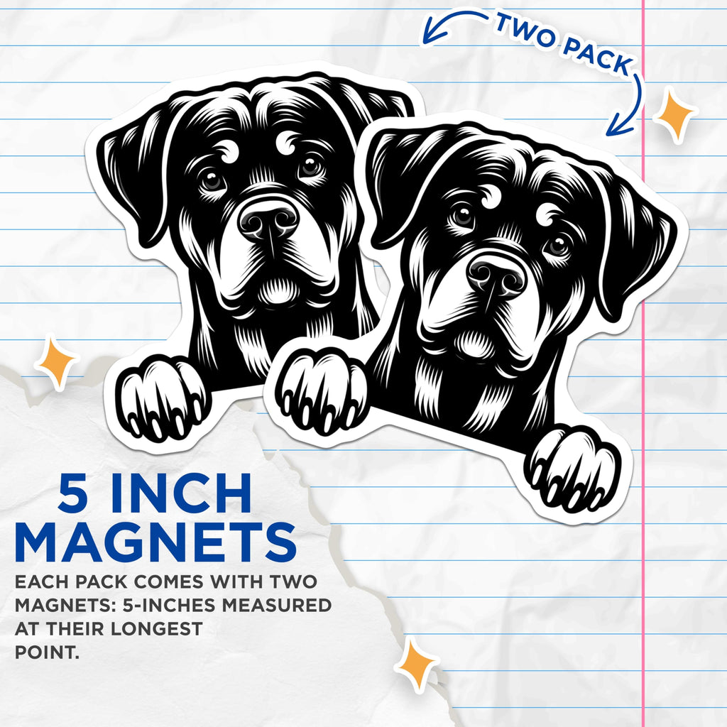 (2 Pack) Rottweiler Magnets - Cute Dog Breed - Dog Lover Present - 5" On Longest Side - Premium Magnet - for Cars, Refrigerators, Toolboxes, Lockers - Made in USA - MAG15559