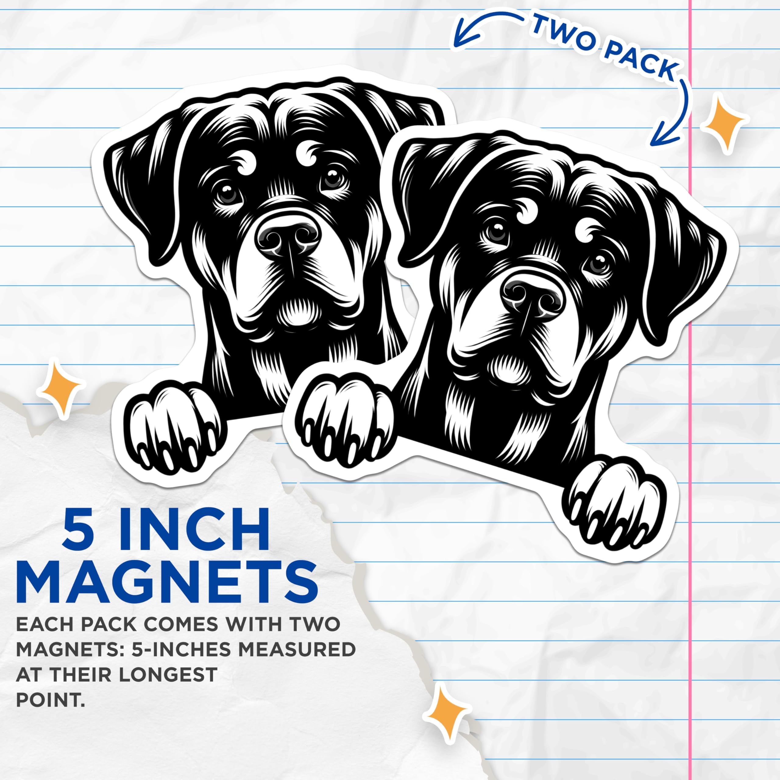 (2 Pack) Rottweiler Magnets - Cute Dog Breed - Dog Lover Present - 5" On Longest Side - Premium Magnet - for Cars, Refrigerators, Toolboxes, Lockers - Made in USA - MAG15559