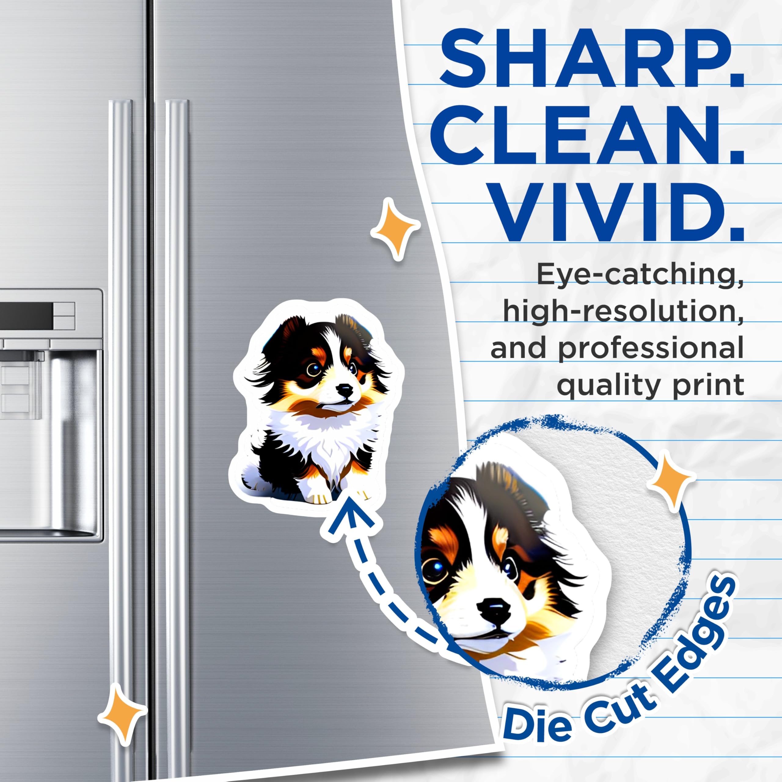(2 Pack) Australian Shepherd Puppy Magnets - Cute Dog Lover Magnet - Pet Owner Home Decor - 5 Inches On Longest Side - Thick Durable Magnet - Made in USA - MAG22274