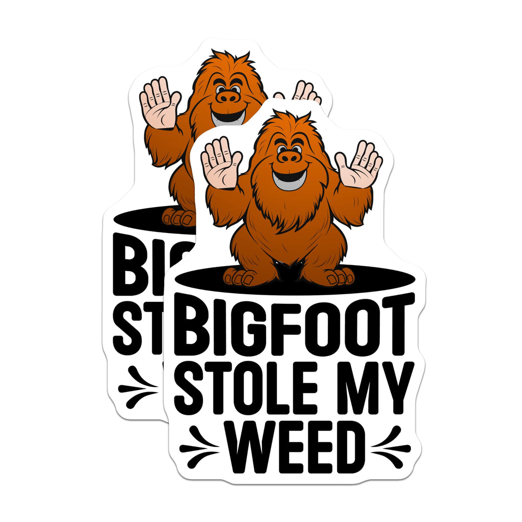 (2 Pack) Bigfoot Stole My Weed Magnets - Funny Sasquatch Decor - Cannabis Humor Cryptid Fan - 5 Inches On Longest Side - Thick Durable Magnet - Made in USA - MAG20809