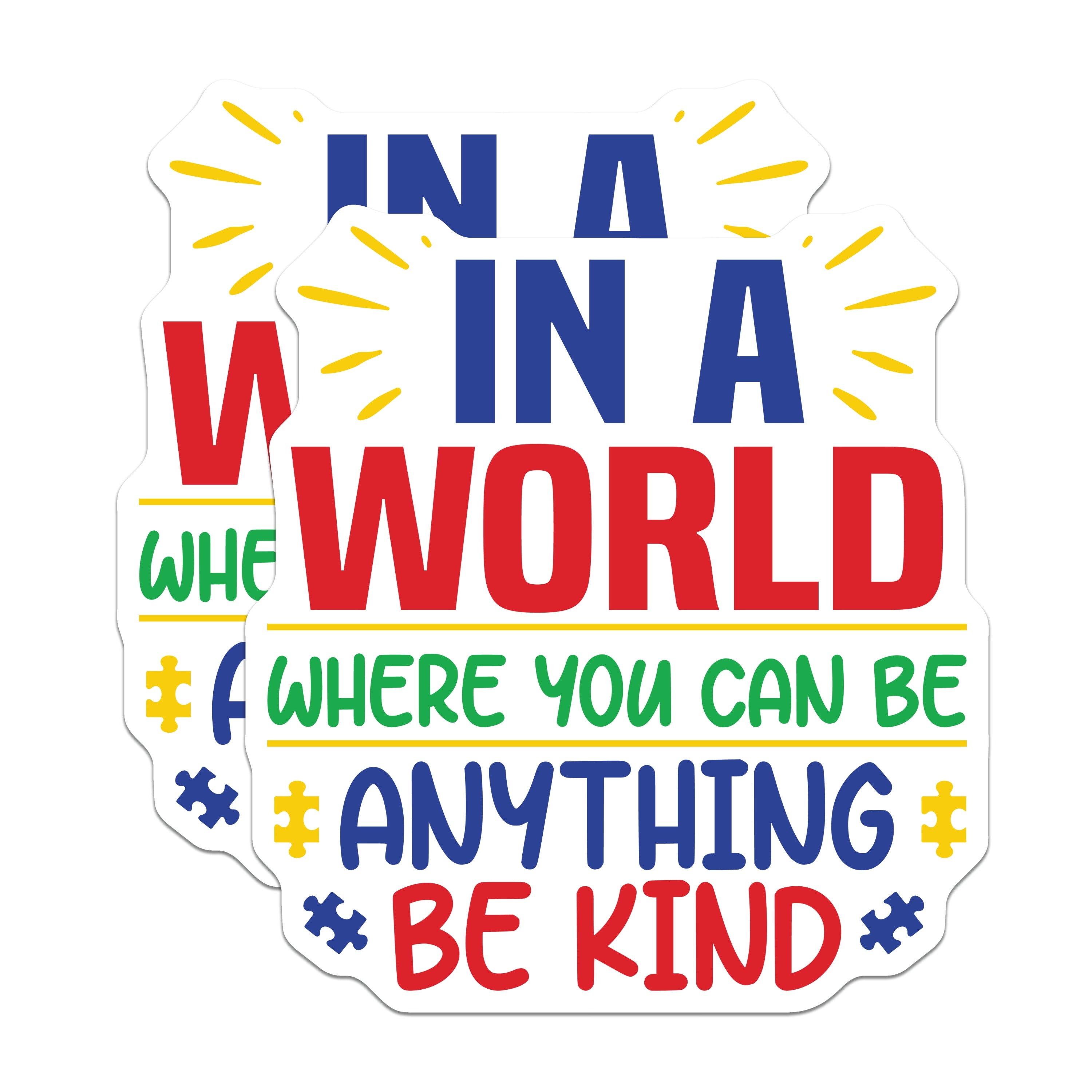 (2 Pack) Autism Awareness Magnets - Be Kind Quote - Neurodiversity Support Decor - Positive Message Magnets - 5 Inches On Longest Side - Thick Durable Magnet - Made in USA - MAG37146