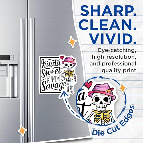 (2 Pack) Kinda Sweet Kinda Savage Magnets - Funny Skeleton - Cute Skeleton Magnets - 5" On Longest Side - for Cars, Fridges, Toolboxes - Made in USA - MAG4405