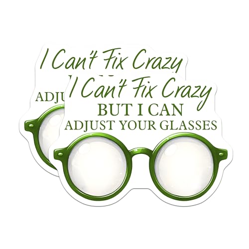 (2 Pack) I Can't Fix Crazy Magnets - Humorous Quote - Fun Office Decor - Eye Glasses Design - 5" On Longest Side - for Cars, Fridges, Toolboxes - Made in USA - MAG8087