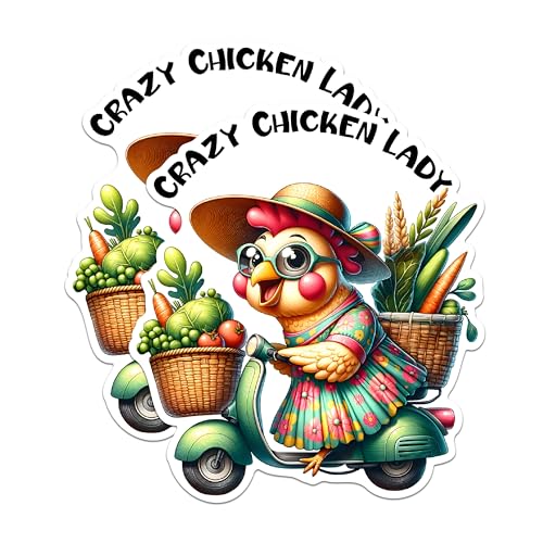 (2 Pack) Crazy Chicken Lady Magnets - Funny Farm Animal Magnets - Kitchen Refrigerator Decor- 5" On Longest Side - for Fridges, Toolboxes, Cars - Made in USA - MAG2923