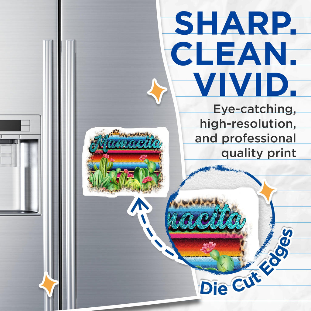 (2 Pack) Mamacita Magnets - Serape Cactus Mom Decor - Leopard Print Southwestern Refrigerator Magnets - 5 Inches On Longest Side - Thick Durable Magnet - Made in USA - MAG29756