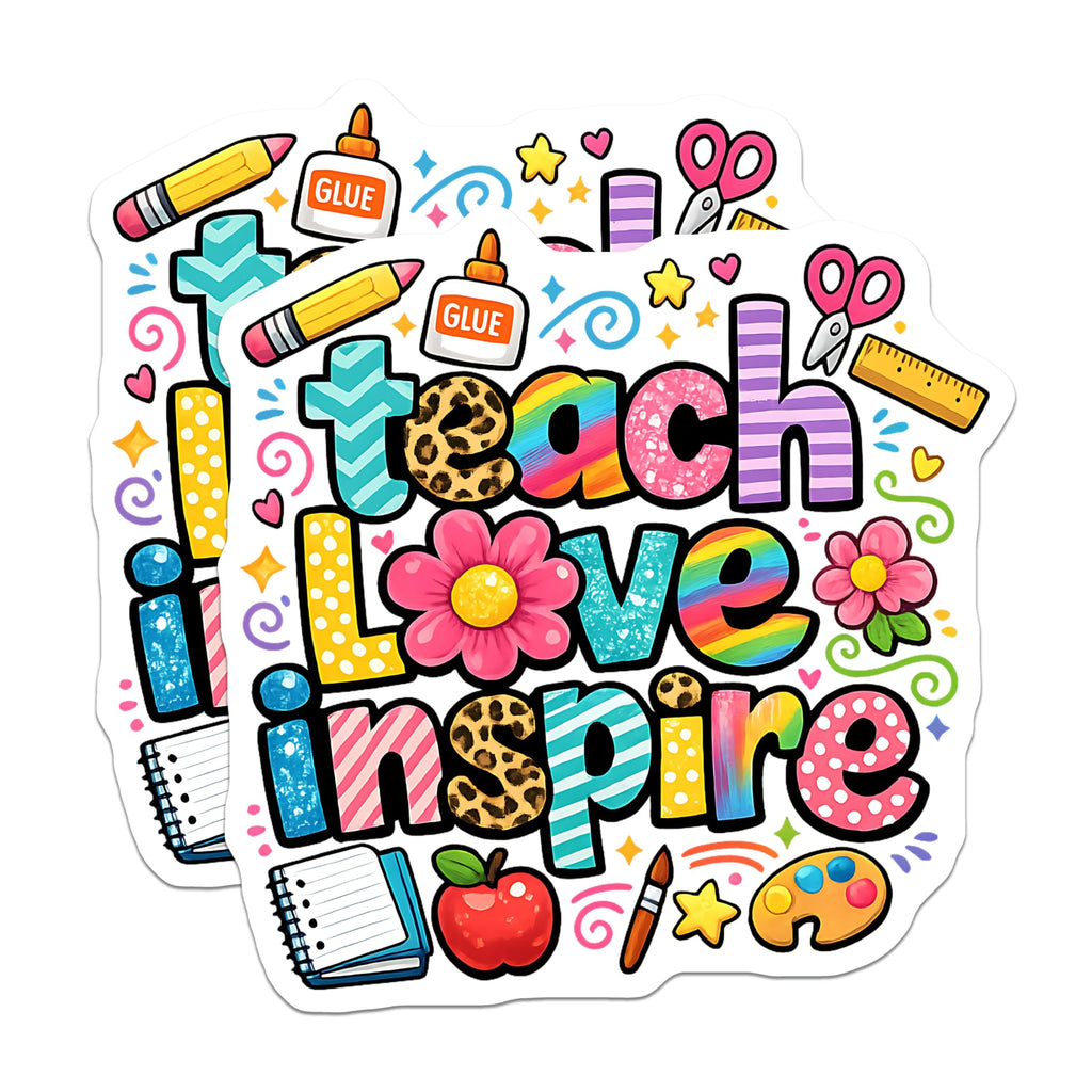 (2 Pack) Teach Love Inspire Magnets - Educator Appreciation - School Classroom Decor - 5 Inches On Longest Side - Thick Durable Magnet - Made in USA - MAG20491