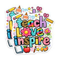 (2 Pack) Teach Love Inspire Magnets - Educator Appreciation - School Classroom Decor - 5 Inches On Longest Side - Thick Durable Magnet - Made in USA - MAG20491