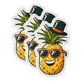 (3 Pack) Pineapple with Hat Decals - Summer Fun Stickers - Laptop Decal - 3 Inches On Longest Side - Easy Peel & Apply - Made in USA - 3MCS0983