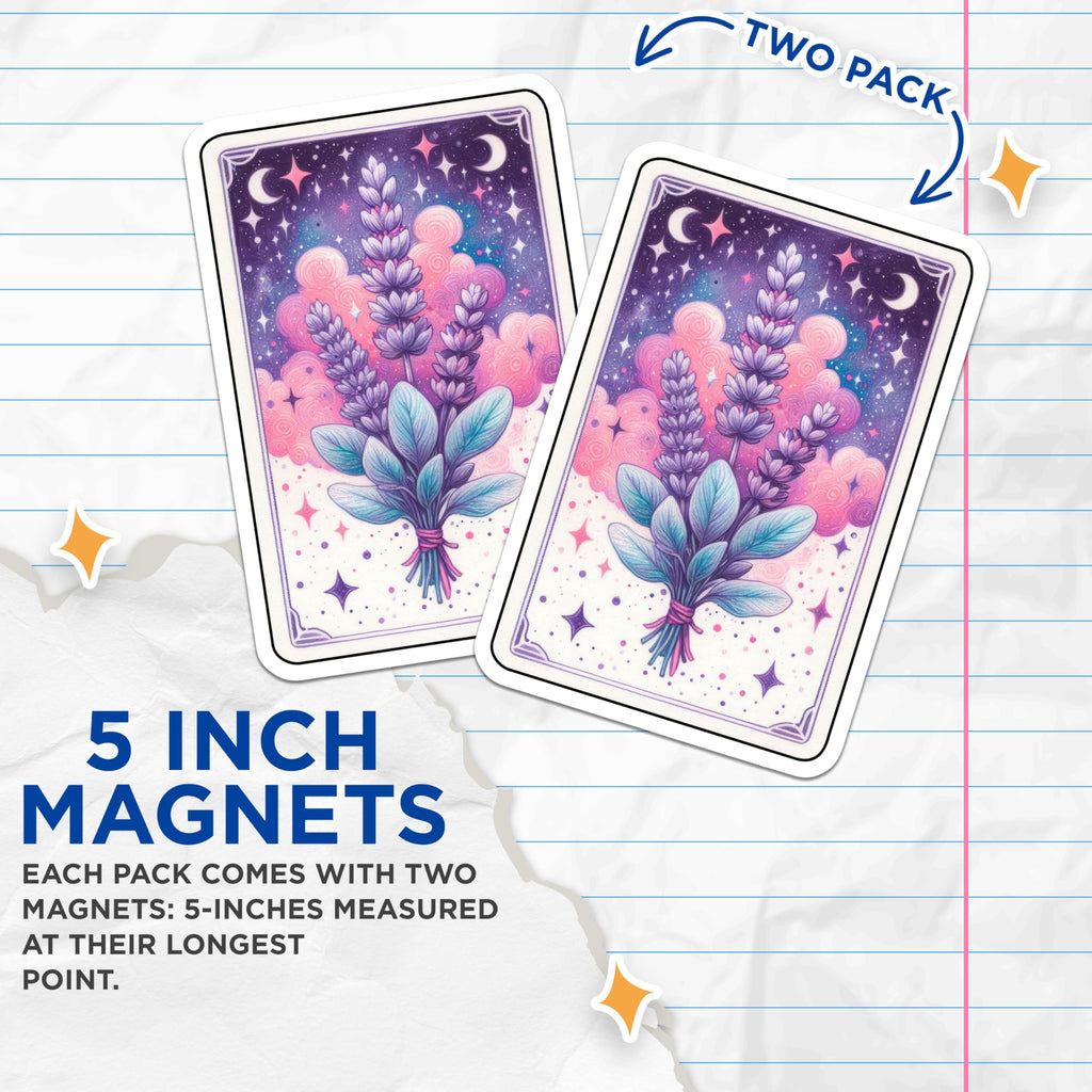 (2 Pack) Lavender Bouquet Magnets - Celestial Dream Decor - Witchy Aesthetic Fridge Art - 5 Inches On Longest Side - Thick Durable Magnet - Made in USA - MAG20751