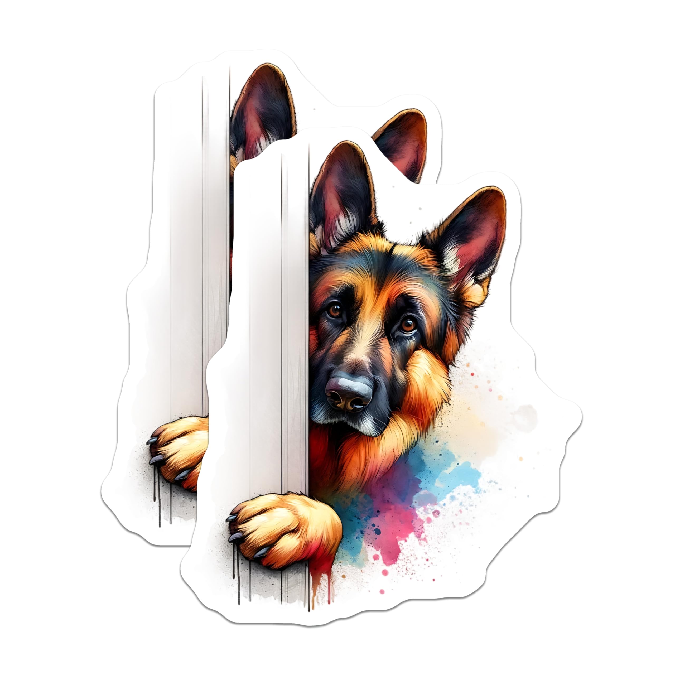(2 Pack) German Shepherd Magnets - Cute Dog Art Decor - Fridge Magnets Pet Lover Gift - 5" On Longest Side - Premium Magnet - for Cars, Refrigerators, Toolboxes, Lockers - Made in USA - MAG15500