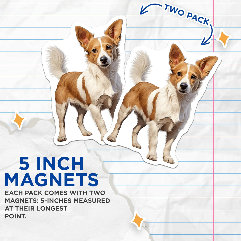 (2 Pack) Papillon Dog Magnets - Cute Fluffy Puppy - Pet Lover Fridge Decor - 5 Inches On Longest Side - Thick Durable Magnet - Made in USA - MAG23374