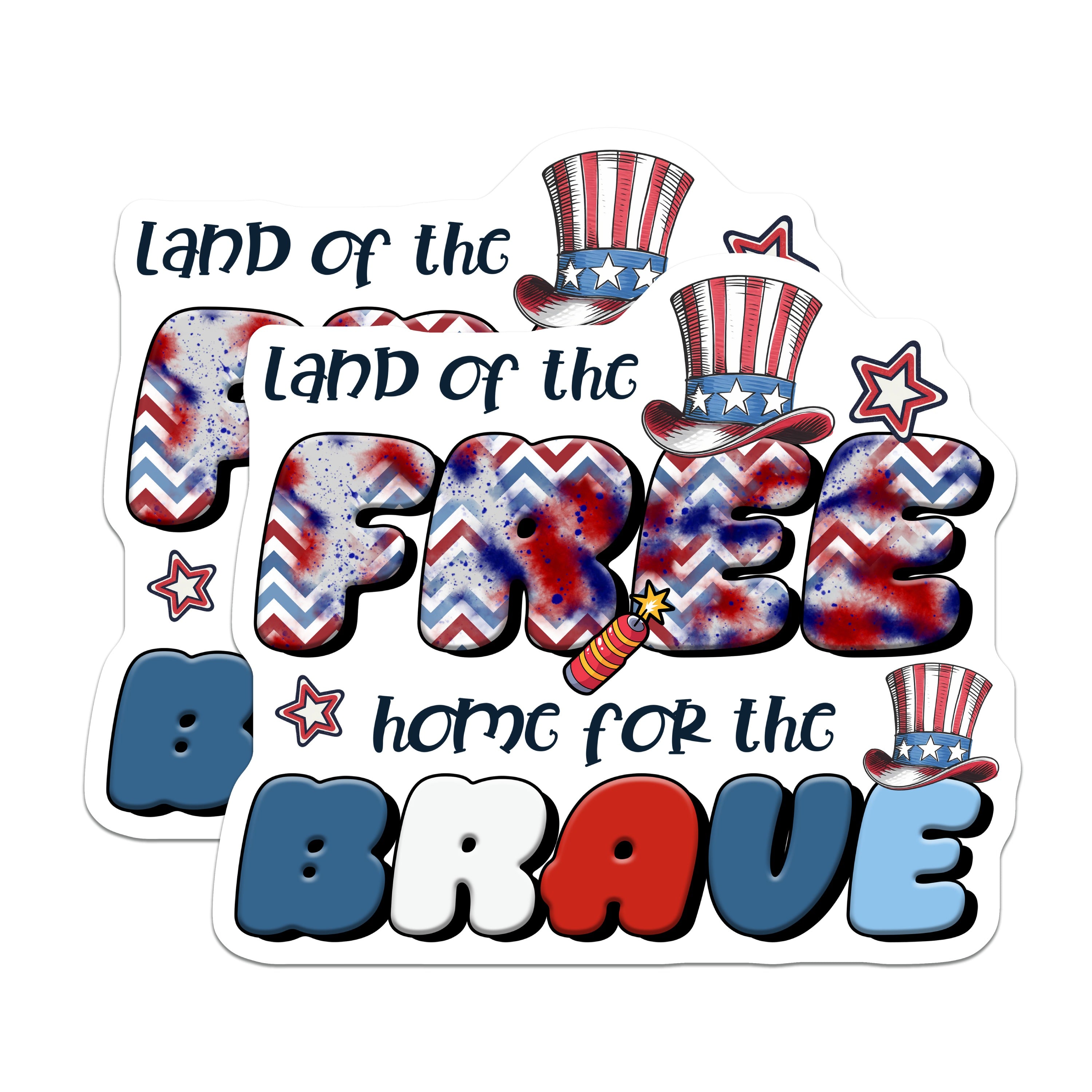 (2 Pack) Patriotic Magnets - Fourth of July Decor - Land of the Free Brave - Americana USA Fridge Locker - 5 Inches On Longest Side - Thick Durable Magnet - Made in USA - MAG39999