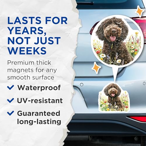 (2 Pack) Dog Lover Magnets - Cute Dog Art - Pet Owner Decor - 5" On Longest Side - for Cars, Fridges, Toolboxes - Made in USA - MAG6880