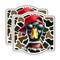 (2 Pack) Funny Duck Wearing Sunglasses Stickers - Cool Animal Character - Camouflage Background - 5" On Longest Side - Sticks to Smooth Flat Surfaces - Made in USA - BMCS8719