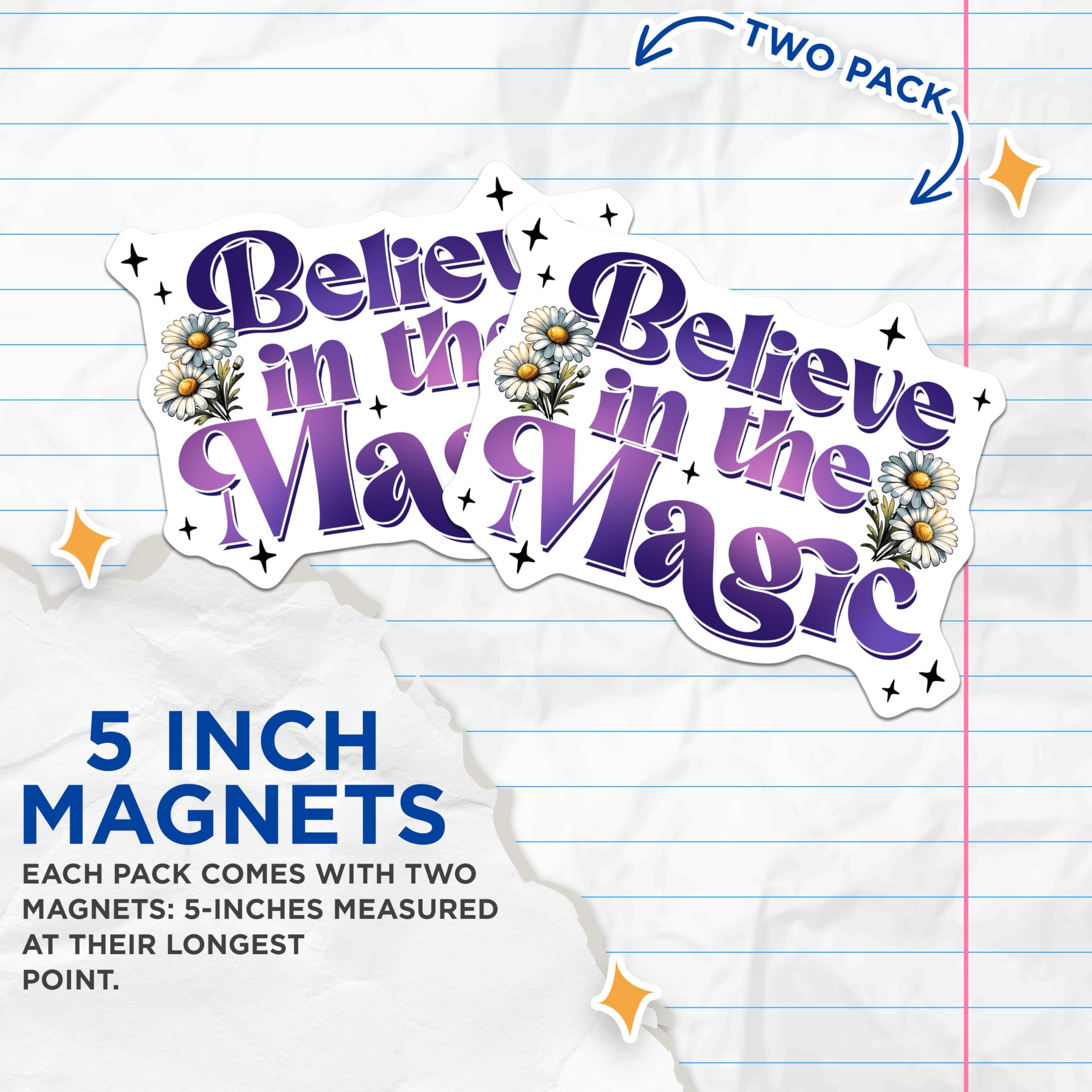 (2 Pack) Believe in The Magic Magnets - 5" On Longest Side - for Cars, Fridges, Toolboxes - Made in USA - MAG8053