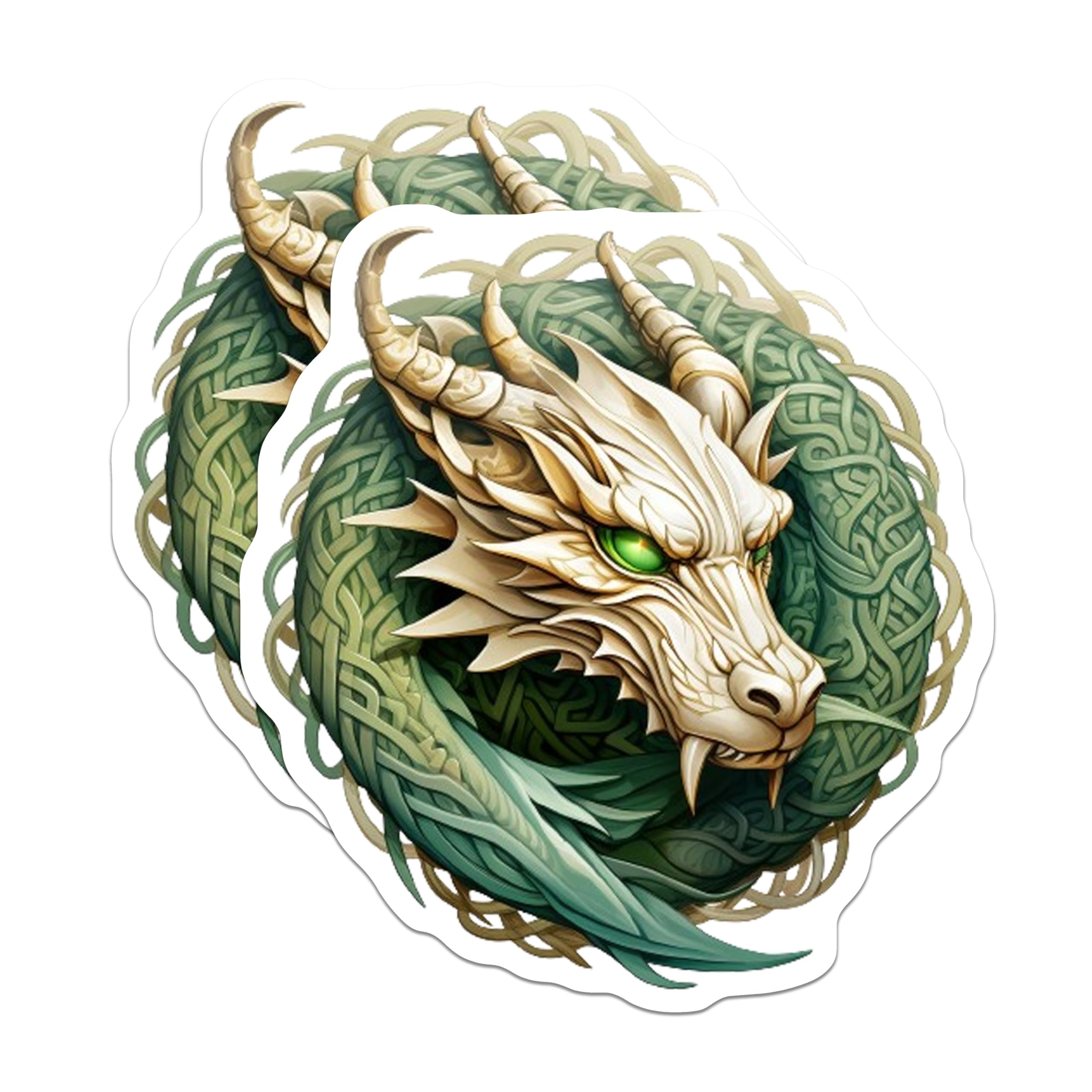 (2 Pack) Mythical Green Dragon Magnets - Celtic Art Decor - Fantasy Home Accent - 5 Inches On Longest Side - Thick Durable Magnet - Made in USA - MAG26571