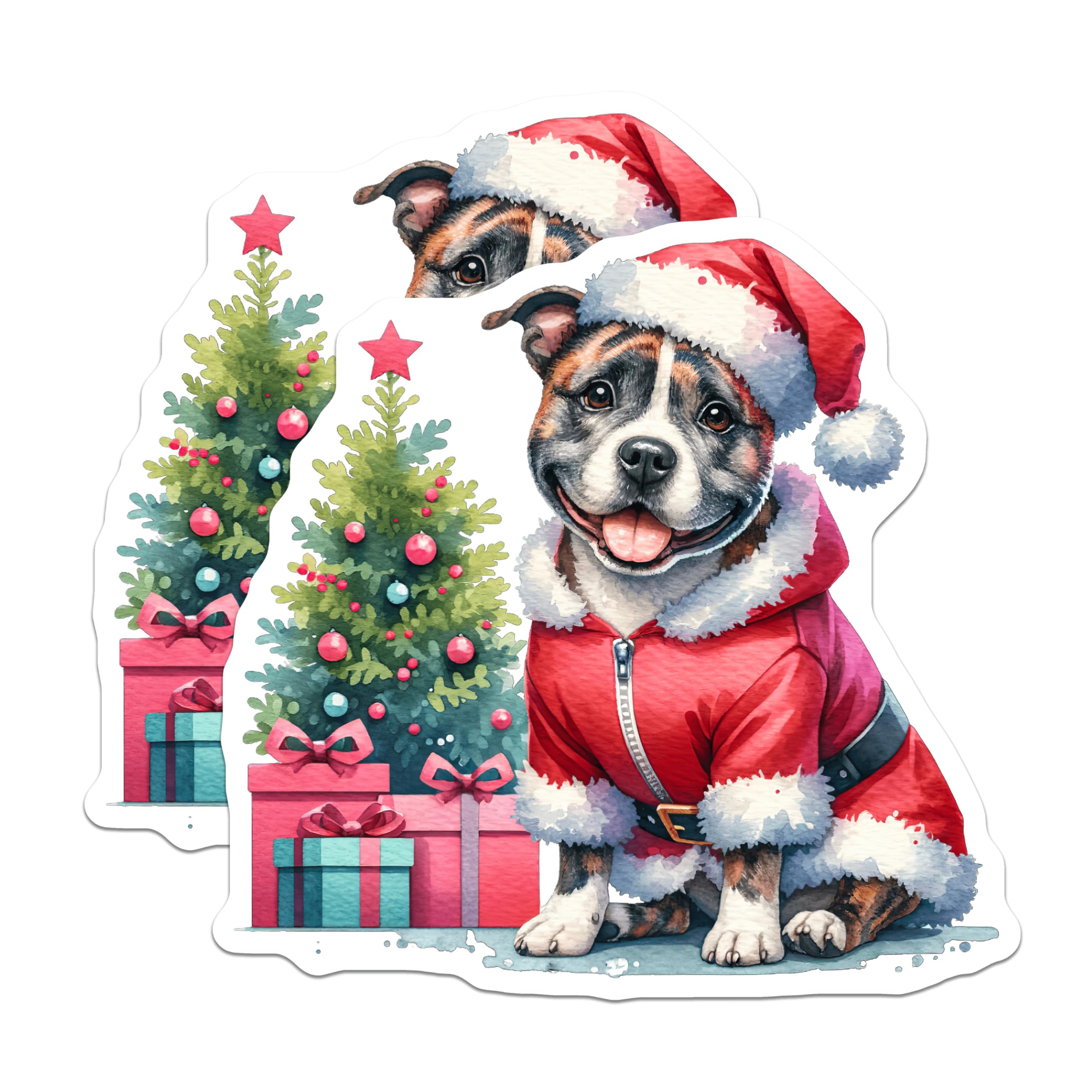 (2 Pack) Santa Dog Christmas Magnets - Holiday Pet Decor - Cute Animal Refrigerator Magnets - 5 Inches On Longest Side - Thick Durable Magnet - Made in USA - MAG25393