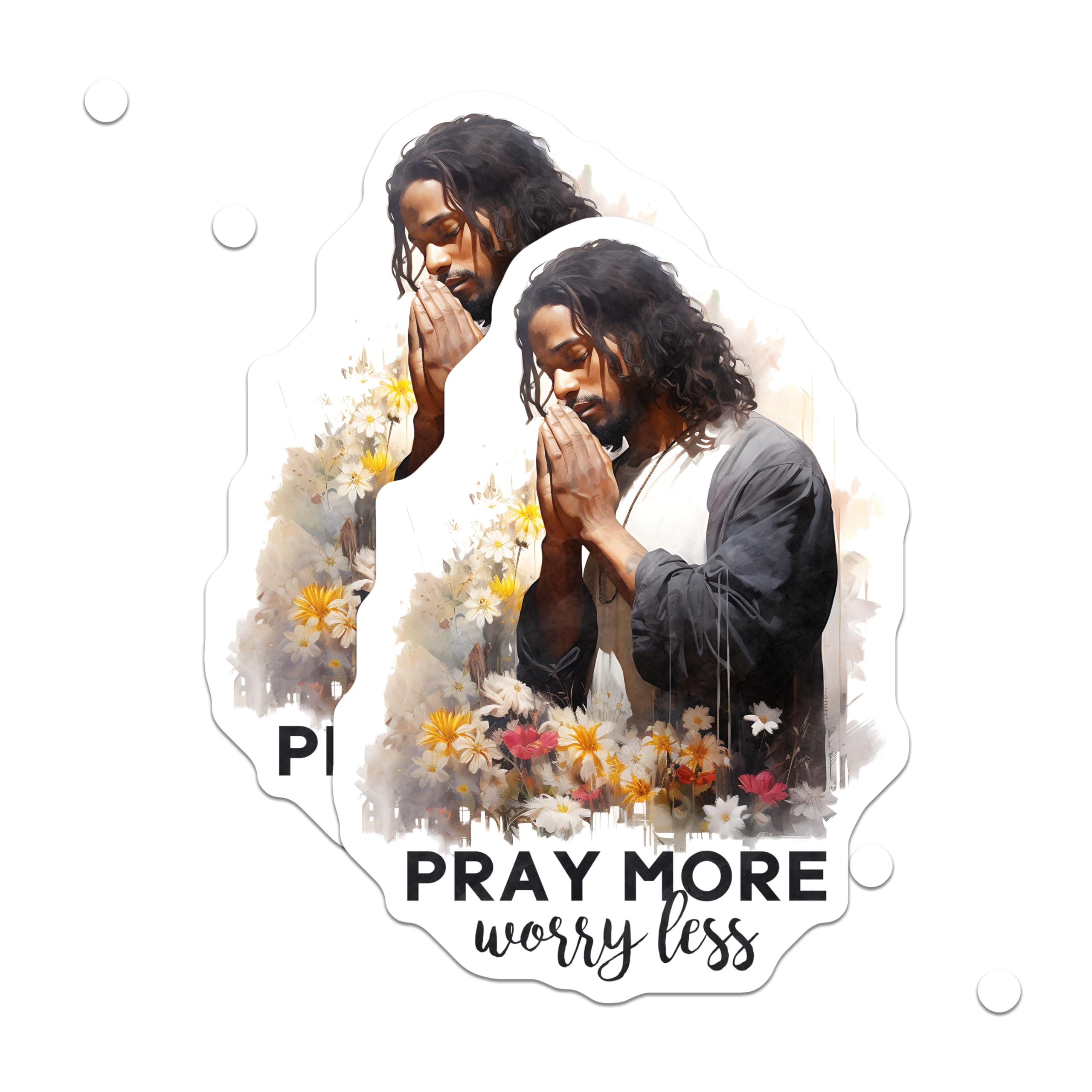 (2 Pack) Jesus Praying Magnets - Christian Faith Decor - Spiritual Inspiration Art - 5 Inches On Longest Side - Thick Durable Magnet - Made in USA - MAG20473