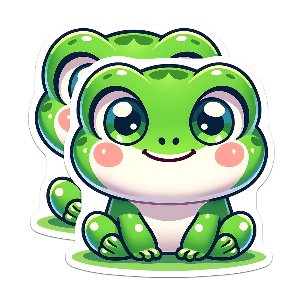 (2 Pack) Cute Chibi Frog Magnets - Kawaii Animal Decor - Whimsical Fridge Locker Magnets - 5 Inches On Longest Side - Thick Durable Magnet - Made in USA - MAG39032