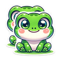 (2 Pack) Cute Chibi Frog Magnets - Kawaii Animal Decor - Whimsical Fridge Locker Magnets - 5 Inches On Longest Side - Thick Durable Magnet - Made in USA - MAG39032