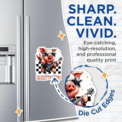 (2 Pack) Rock and Roll Pig Magnets - Cute Pig Fridge Decor - 5" On Longest Side - for Cars, Fridges, Toolboxes - Made in USA - MAG7931