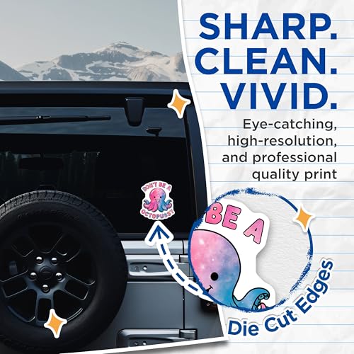 (2 Pack) Cute Octopus Stickers - Colorful Octopus Decal - Fun Nautical Stickers - Ocean Theme Stickers - 5" On Longest Side - Sticks to Smooth Flat Surfaces - Made in USA - BMCS4619