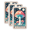 (3 Pack) Mushroom Tarot Card Decals - Magical Fungi Sticker - Whimsical Laptop Decal - 3 Inches On Longest Side - Easy Peel & Apply - Made in USA - 3MCS4228