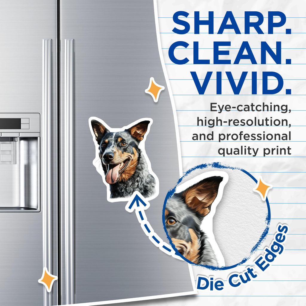 (2 Pack) Blue Heeler Magnets - Australian Cattle Dog Decor - Dog Mom Dad Present - 5 Inches On Longest Side - Thick Durable Magnet - Made in USA - MAG27247