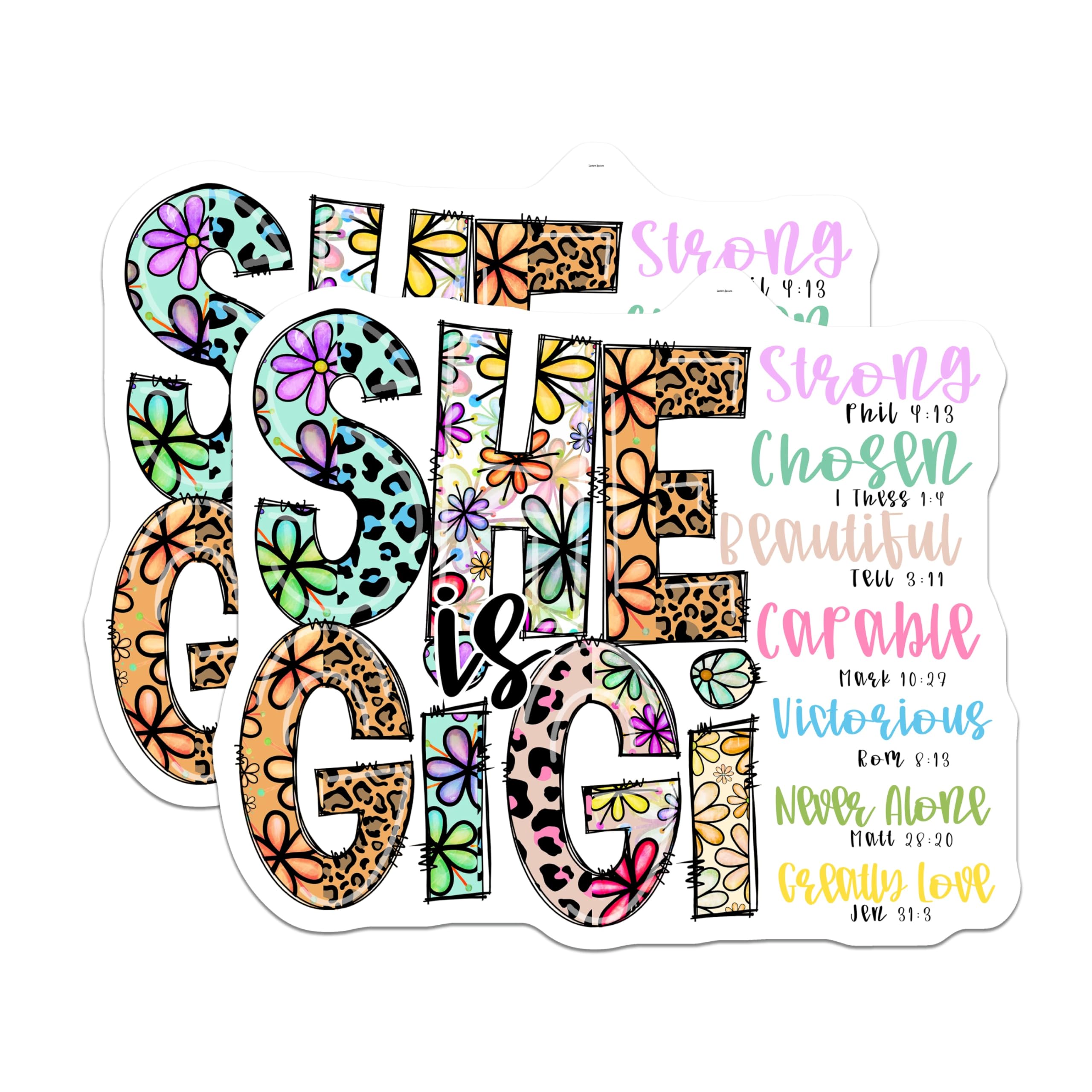 (2 Pack) She is Gigi Magnets - Floral Christian Quotes - Gigi Granddaughter - 5" On Longest Side - Premium Magnet - for Cars, Refrigerators, Toolboxes, Lockers - Made in USA - MAG14622