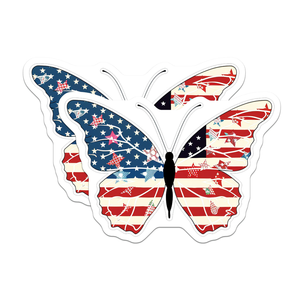 (2 Pack) American Flag Butterfly Magnets - Patriotic Americana Decor - 4th of July Fridge Art - 5 Inches On Longest Side - Thick Durable Magnet - Made in USA - MAG37853