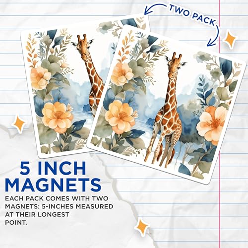 (2 Pack) Giraffe Magnets Magnets - Unique Home Decor - Nursery Decorations - 5" On Longest Side - Made in USA - Sticks to Refrigerators & Metal Surfaces - MAG8686