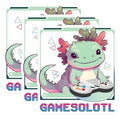 (3 Pack) Axolotl Gamer Decals - Cute Amphibian - Gaming Laptop Stickers - 3 Inches On Longest Side - Easy Peel & Apply - Made in USA - 3MCS6557