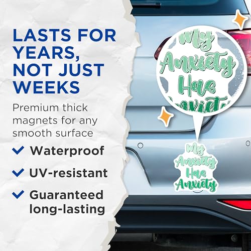 (2 Pack) My Anxiety Has Anxiety Magnets - Mental Health Awareness - 5" On Longest Side - for Cars, Fridges, Toolboxes - Made in USA - MAG7674