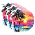 (3 Pack) Tropical Palm Tree Decals - Sunset Beach Decals - Summer Laptop Decal - 3 Inches On Longest Side - Easy Peel & Apply - Made in USA - 3MCS0598