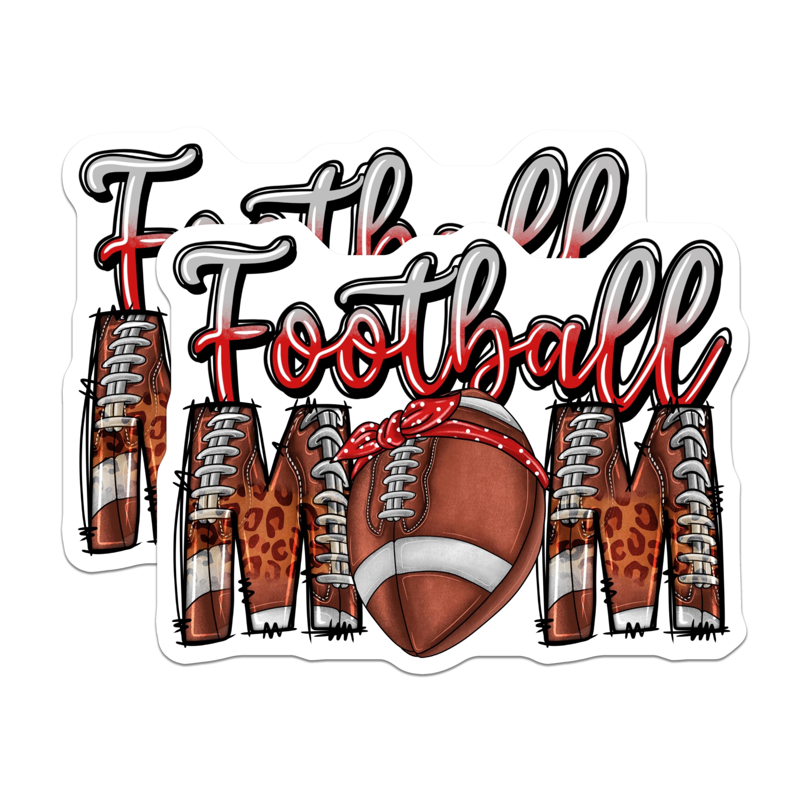 (2 Pack) Football Mom Magnets - Leopard Print Football Design - Game Day Decor for Sports Moms - 5 Inches On Longest Side - Thick Durable Magnet - Made in USA - MAG29585