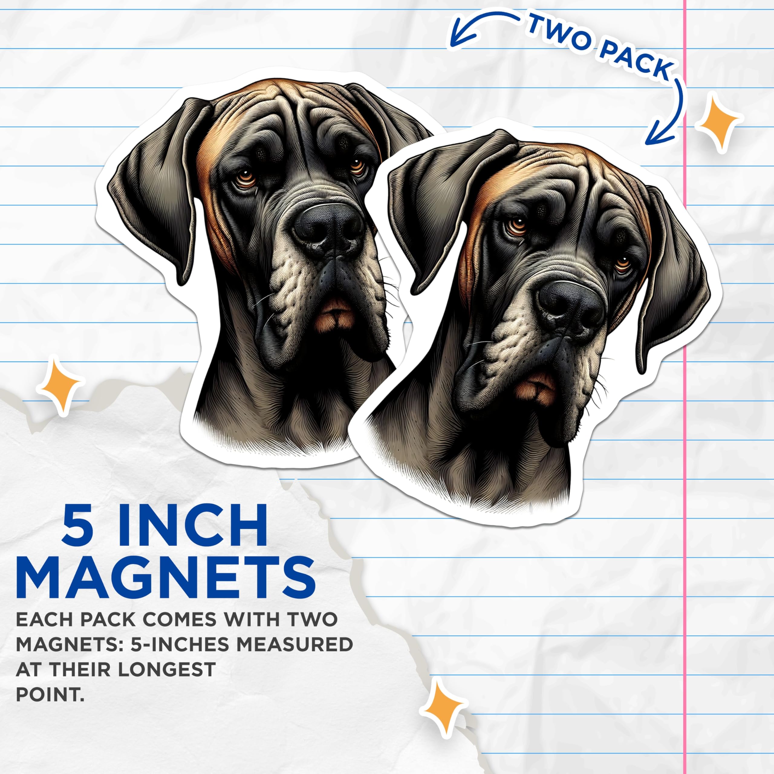 (2 Pack) Great Dane Magnets - Dog Breed Art - Refrigerator Magnets - 5" On Longest Side - Premium Magnet - for Cars, Refrigerators, Toolboxes, Lockers - Made in USA - MAG14732