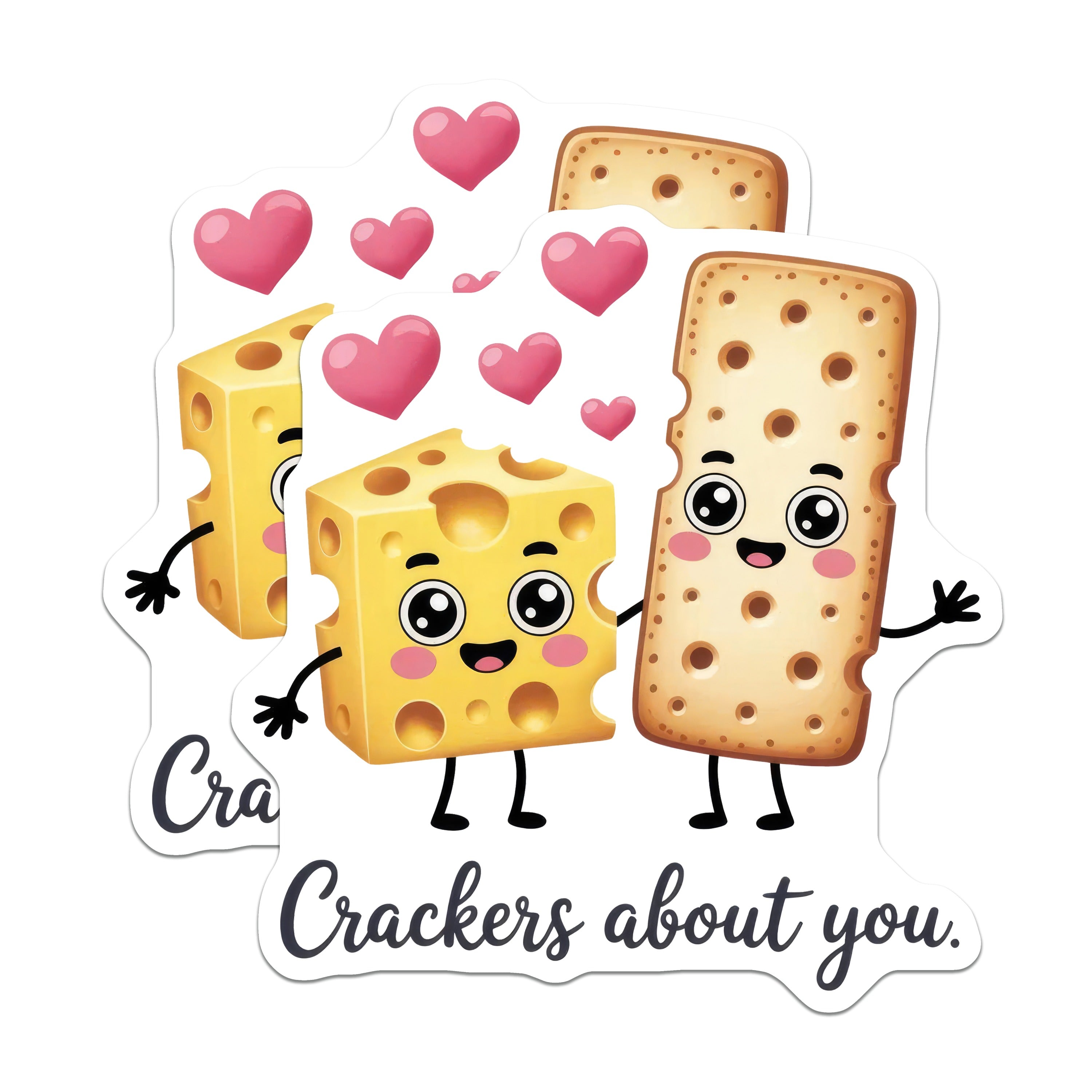 (2 Pack) Cute Cheese Cracker Love Magnets - Punny Valentine Relationship - Fridge Kitchen Decoration for Couples - 5 Inches On Longest Side - Thick Durable Magnet - Made in USA - MAG38578