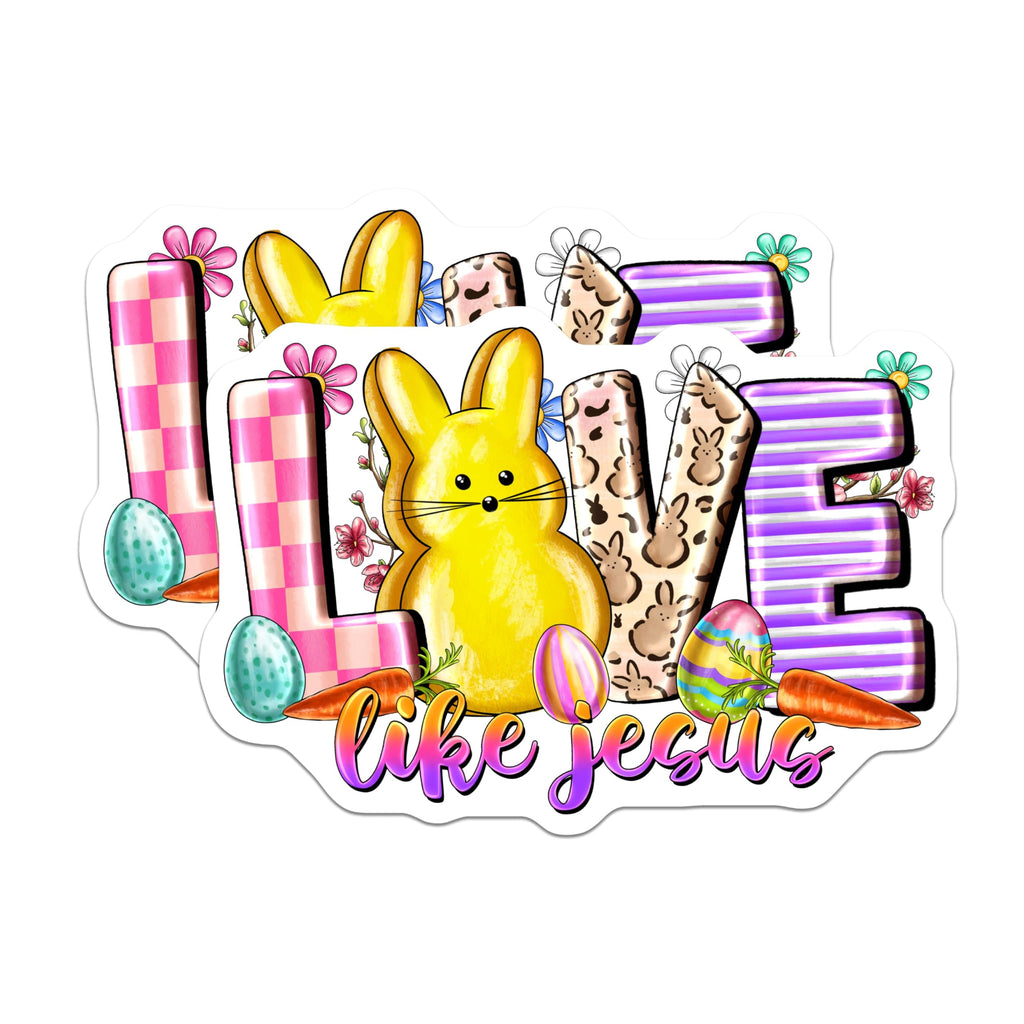 (2 Pack) Love Like Jesus Magnets - Easter Refrigerator Decor - Christian Bunny Spring Faith Refrigerator Magnet - 5 Inches On Longest Side - Thick Durable Magnet - Made in USA - MAG28257