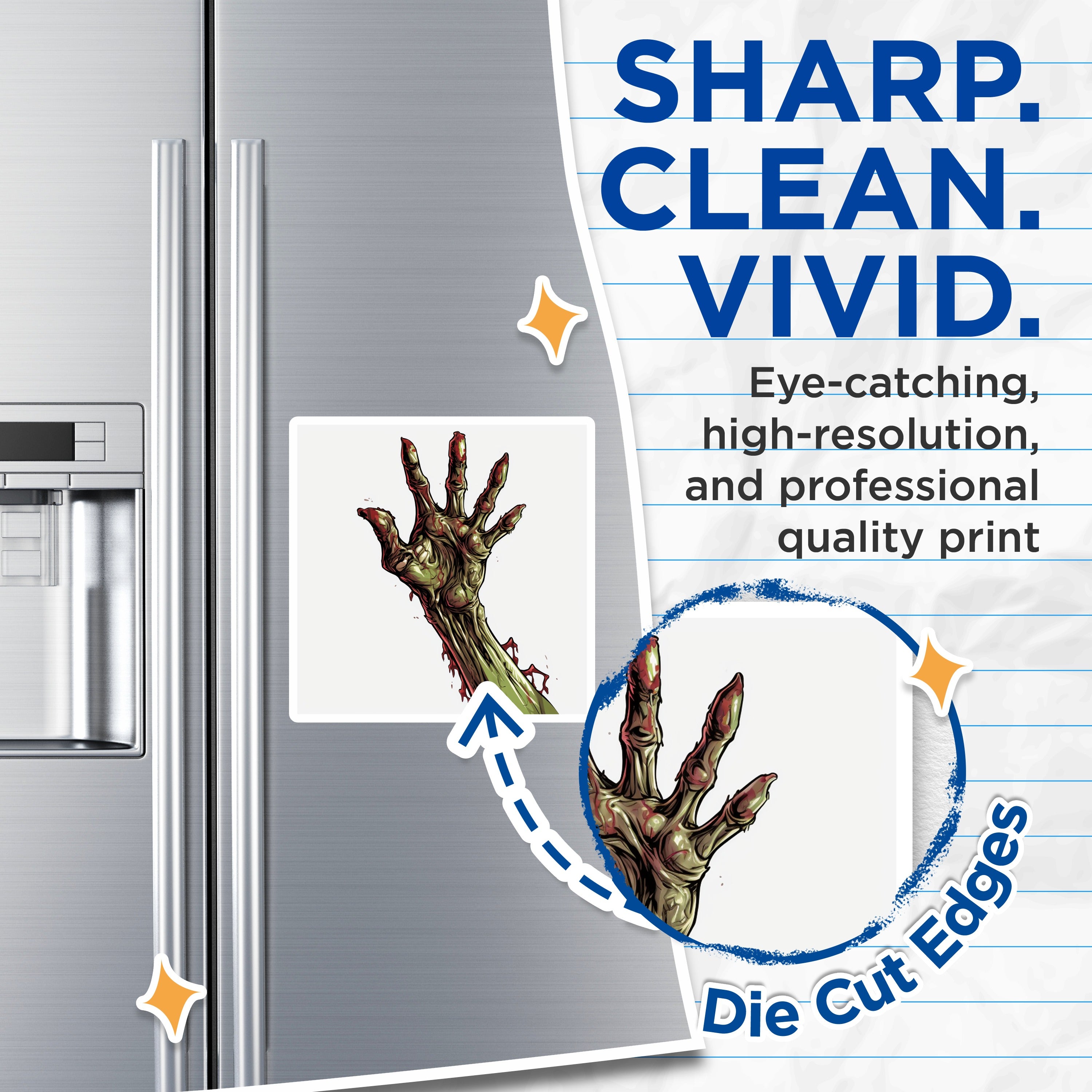 (2 Pack) Zombie Hand Magnets - Horror Decor - Halloween Party Favors - Spooky Refrigerator Accessory - Undead Kitchen Art - 5 Inches On Longest Side - Thick Durable Magnet - Made in USA - MAG37743