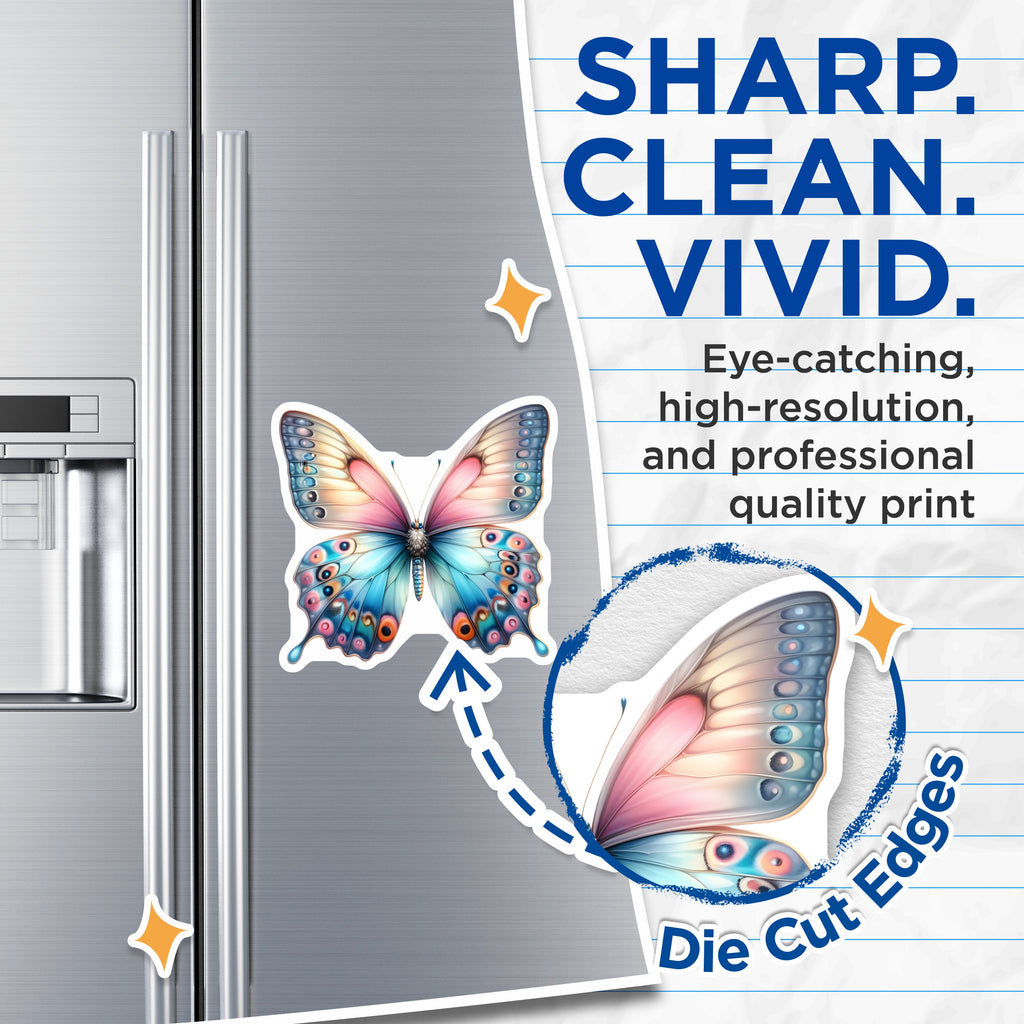 (2 Pack) Pastel Butterfly Magnets - Aesthetic Nature Decor - Dreamy Insect Fridge Magnets - Fairycore Style Locker Accents - 5" - Durable Magnet - Made in USA - MAG38309