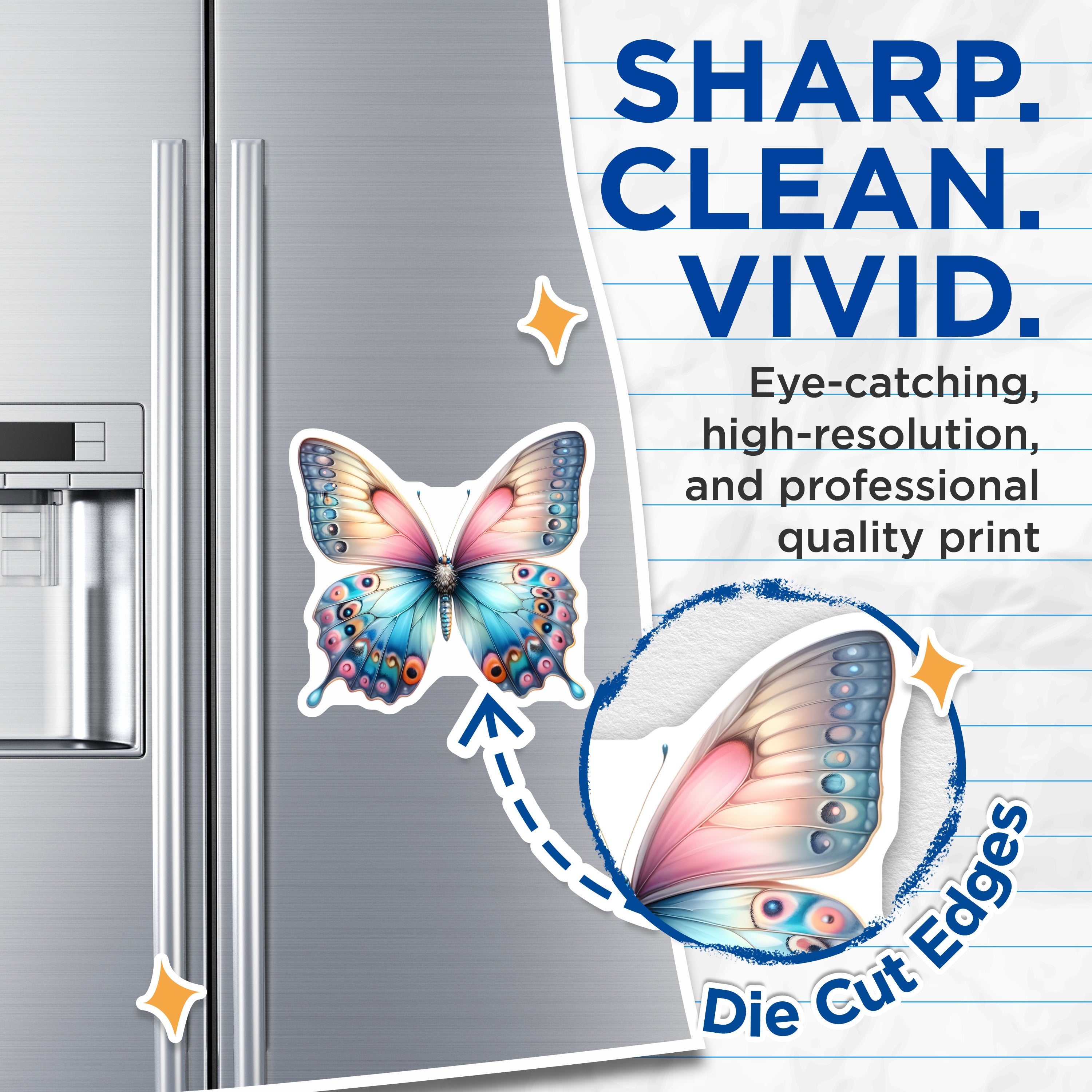 (2 Pack) Pastel Butterfly Magnets - Aesthetic Nature Decor - Dreamy Insect Fridge Magnets - Fairycore Style Locker Accents - 5" - Durable Magnet - Made in USA - MAG38309