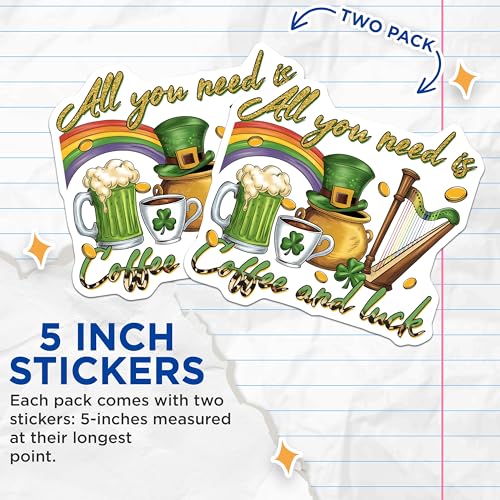 (2 Pack) Inspirational Coffee Stickers - 5" On Longest Side - Sticks to Smooth Flat Surfaces - Made in USA - BMCS8408 - BMCS8408
