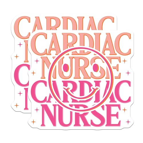 (2 Pack) Cardiac Nurse Stickers - Heart Nurse Decals - 5" On Longest Side - Sticks to Smooth Flat Surfaces - Made in USA - BMCS9129 - BMCS9129