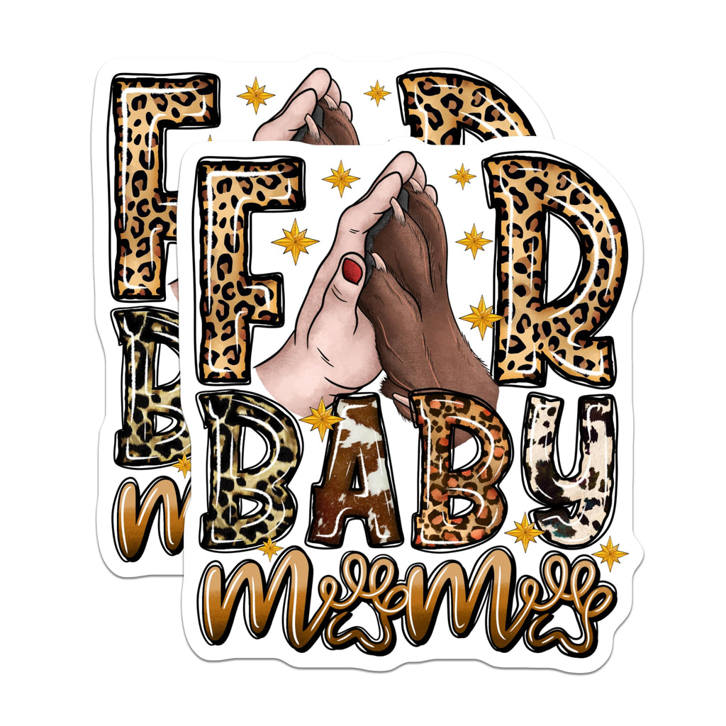 (2 Pack) Fur Baby Mama Magnets - Leopard Print Dog Mom - Pet Owner Refrigerator Display - 5 Inches On Longest Side - Thick Durable Magnet - Made in USA - MAG25953