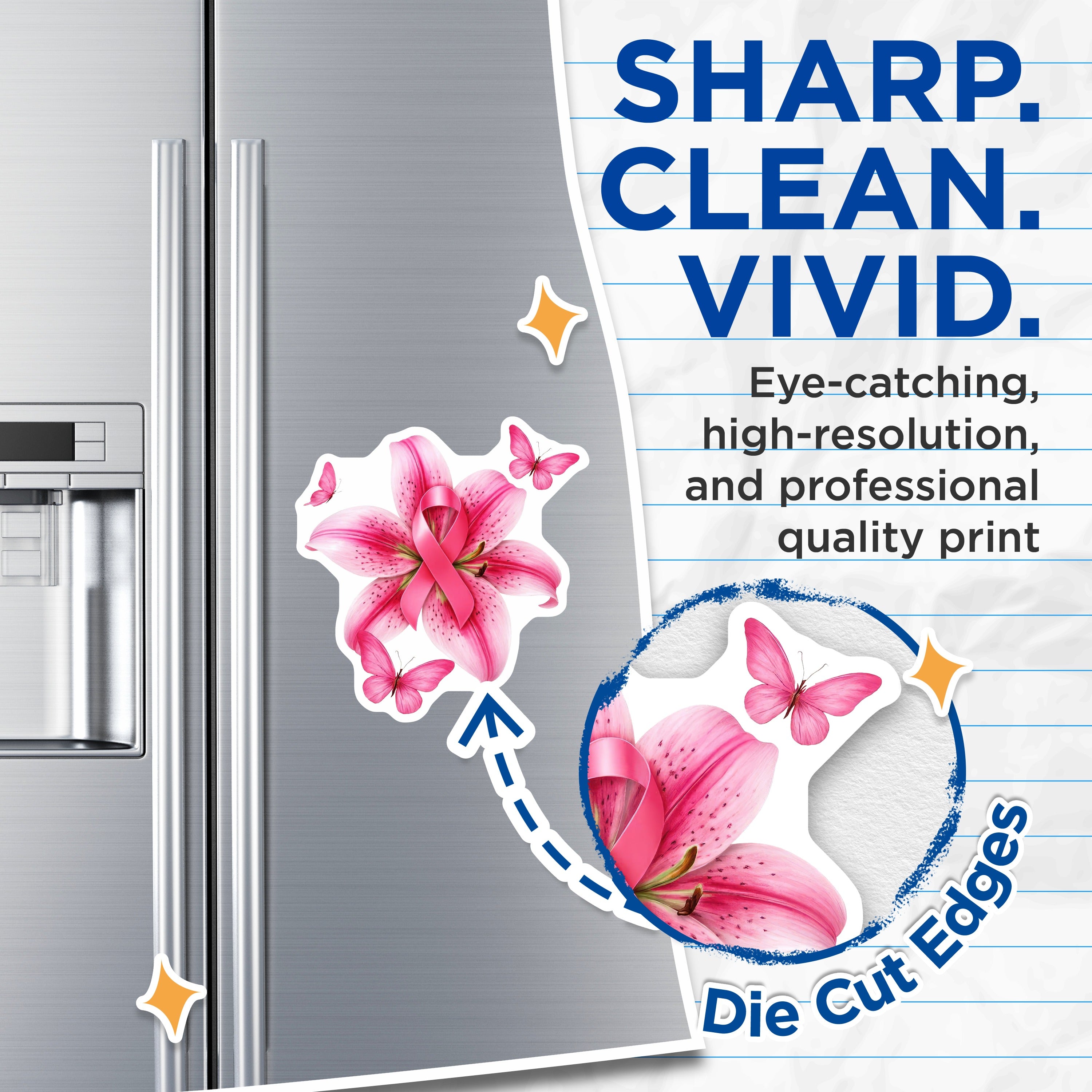 (2 Pack) Breast Cancer Awareness Magnets - Pink Ribbon Flower - Survivor Hope Decor - 5 Inches On Longest Side - Thick Durable Magnet - Made in USA - MAG38772